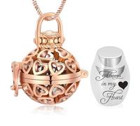 Collana con urna di cremazione per ceneri - "Always In My Heart" Hollow Creation Gioielli Amore Lanterna in acciaio inox con ciondolo a forma di cenere con mini urna Keepsake Memorial