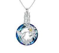 Collana con urna per ceneri albero della vita farfalla collana gioielli cremazione argento Sterling 925 cristallo commemorativo ceneri collana per le donne, 1.37*0.8 inches, Argento sterling