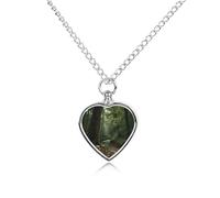 Collana con urna per ceneri con paesaggio verde scuro, impermeabile, ciondolo commemorativo a forma di cuore con kit di riempimento, catena regolabile da 70,1 cm, gioiello per la cremazione, regalo