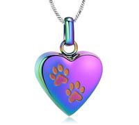 Collana con urna per ceneri di cane/gatto, a forma di zampa di animale, gioiello commemorativo per cremazione per ceneri, collana ricordo della persona amata, Acciaio inossidabile, Nessuna pietra