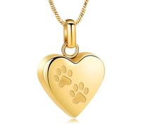 Collana con urna per ceneri di cane/gatto, a forma di zampa di animale, gioiello commemorativo per cremazione per ceneri, collana ricordo della persona amata, Acciaio inossidabile, Nessuna pietra