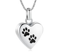 Collana con urna per ceneri di cane/gatto, a forma di zampa di animale, gioiello commemorativo per cremazione per ceneri, collana ricordo della persona amata, Acciaio inossidabile, Nessuna pietra