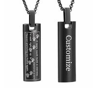 Collana con urna per ceneri di cremazione, ciondolo commemorativo con impronta di zampa di animale domestico, per cani e gatti, medaglione per uomini e donne, Acciaio inossidabile, Nessuna pietra