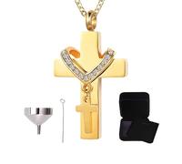 Collana con urna per ceneri - Gioielli con ciondolo a forma di ceneri | Collana estetica a forma di urna con croce per viaggi, attività all'aperto, spettacolo di casa, funerale, souvenir, riferimento