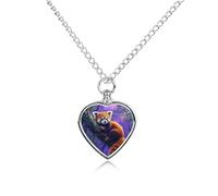 Collana con urna personalizzata con panda rosso seduto sull'albero per ceneri di animali domestici carino ciondolo commemorativo gioielli regali per cane gatto