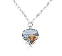 Collana con urna personalizzata per ceneri di animali domestici, motivo: mucca delle Highland, montagne scozzesi, regalo per cani e gatti