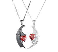 Collana coordinata - 3 x 1 x 0,5 cm collane creative ali con cuore rosso | accessori di abbigliamento alla moda, gioielli per coppia per San Valentino