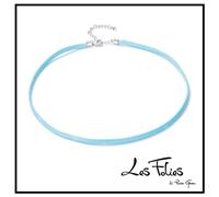 Collana Corda in tessuto Rosa o Azzurra spessore 2mm in argento 925 - Les Folies