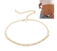 Collana Corpo Donna 3 Strati Dorata Regolabile, Catenina Elegante per Addome, Accessorio Moda per Bikini e Occasioni Speciali