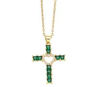 Collana corta da donna con piccolo cuore e croce, bella e versatile che può essere indossata con qualsiasi stile, adjustable, Cristallo