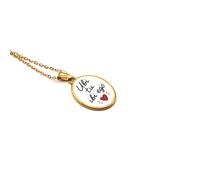 Collana corta donna in acciaio color oro con pendente frase ubi Tu, ibi ego