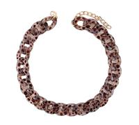 Collana Corta in Acrilico con Catena in Resina, Versatile, Creativa, Personalizzata, retrò, alla Moda, Adatta per Ogni Occasione,Stampa Leopardata Bianca,Taglia Unica
