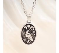 Collana Corvo Tripla Luna Ciondolo Pagano Wiccan Wicca Saggia Strega Ciondolo...