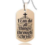 Collana cristiana in acciaio inossidabile con croce floreale I Can Do All Things Philippians 4:13 Ciondolo con incisione delle Scritture per uomini e donne, regalo ispiratore per figlio, marito, GF