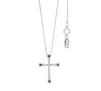 Collana CROCE GIROCOLLO DIAMANTI ZAFFIRI BLU GLB1561 Comete Donna