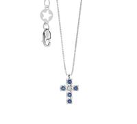 Collana CROCE ORO DIAMANTE ZAFFIRI BLU GLB1557 Comete Donna