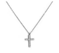 Collana croce pendente 1,4cm con zirconi