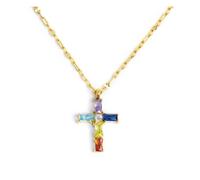 Collana croce pendente con cristalli baguette