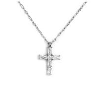 Collana croce pendente con cristalli baguette