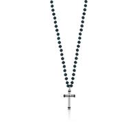 Collana Croce Ragazzo Regalo per Cresima Sagapo Acciaio e Sfere Blu Scuro SSR02