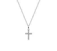 AMEN Gioielli, Collana con Croce, Collana Donna Argento 925, Ciondolo Croce, Rodiato con Zirconi Bianchi, Regalo Donna.