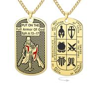 Collana Crociato Cavalieri Templari per uomo Efesini 6:16-17 Armatura di Dio Croce di Gerusalemme Ciondolo medaglietta militare Medaglia di San Amuleto Gioielli cattolici (catena a croce in oro)