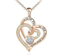 Collana Cuore Birthstone per Le Donne Gioielli Delicati Ti Amo alla Luna E Collana Posteriore per La Moglie Fidanzata Madre Durable Design