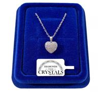 Collana Cuore Bombato pl. oro Bianco 18k Girocollo con Cristalli Swarovski S/80