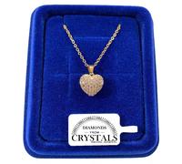Collana Cuore Bombato pl. oro Bianco 18k Girocollo con Cristalli Swarovski S/80