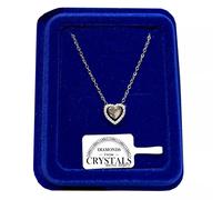 Collana Cuore Dentro pl. oro Bianco 18k Girocollo con Cristalli Zirconi S/81