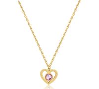 Collana Cuore Donna Cristallo Rosa Sagapo Girocollo Acciaio Oro SKT36