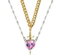 Collana Cuore e Spada,Collana Coppia Spada Cuore,Set Collana Tu Sei Nel Mio Cuore,Collana Coppia Cuore Creativa per Coppia Donna Uomo (1 PCS-H,One Size)