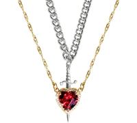 Collana Cuore e Spada,Collana Coppia Spada Cuore,Set Collana Tu Sei Nel Mio Cuore,Collana Coppia Cuore Creativa per Coppia Donna Uomo (1 PCS-D,One Size)