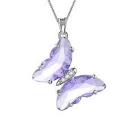 Collana Cuore Farfalla Donna Argento Sterling 925 Animale Farfalle Ciondolo Pietra Portafortuna Cristallo Matrimonio Compleanno Gioielli, Zirconia cubica