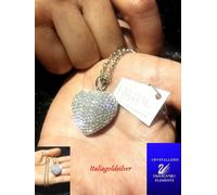 Collana Cuore Gioielli Donna Argento Cristalli SWAROVSKI Originali Diamanti new