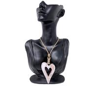 Collana Lunga in Resina Ciondolo Donna Elegante Modello Classico Cuore Rosso