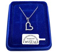 Collana Cuore Strass pl. oro Bianco 18k Girocollo con Cristalli Zirconi S83