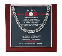Collana da baseball personalizzata per ragazzi in oro con scritta in inglese "To My Son From Mom, Catene da baseball per ragazzi, ciondolo regalo per papà giocatore, gioielli ispiratori regalo per