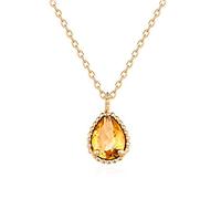 Collana da Donna a 9 carati Gocce di Acqua Gialla con Solo Ciondolo Giallo citrino