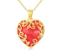 Collana da donna a forma di cuore gotico in oro rosa 18 carati placcato con cristallo rosso, collana a cuore gotico, decorazione di Halloween