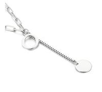 Collana da donna alla moda, con ciondolo singolo con lettera A Z e rotondo in acciaio inox, acciaio inox, Nessuna pietra preziosa
