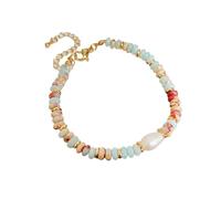 Collana da donna alla moda realizzata con perline di pietra naturale e perle, decorazione per un look elegante, collana per eventi sociali, Misura unica, come descritto