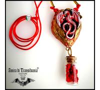 collana da donna amuleto gioiello drago talismano gotico pendente dragone rosso