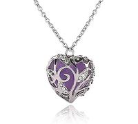 Collana da donna che si illumina al buio, con ciondolo a forma di cuore e cristallo, lavorazione durevole