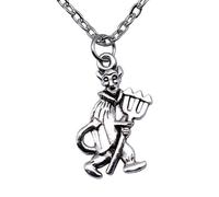 Collana da donna, color argento anticato, con ciondolo a forma di Cesare del diavolo