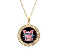 Collana da donna con bandiera americana con maiali, regolabile, regalo per mamma, moglie, fidanzata, Misura unica, Metallo