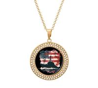 Collana da donna con bandiera americana da battaglia, regolabile, con ciondolo per mamma, moglie, fidanzata, idea regalo, Misura unica, Metallo