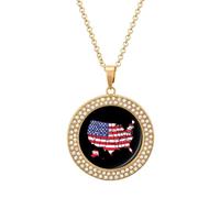 Collana da donna con bandiera americana, regolabile, ciondolo per mamma, moglie, fidanzata, idea regalo, Misura unica, Metallo
