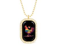 Collana da donna con bandiera arcobaleno LGBT Gay Pride I Love Cock regolabile gioielli catena ciondolo per feste di viaggio, Misura unica, Metallo