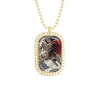 Collana da donna con ciondolo a catena regolabile con riproduzione di Napoleone che attraversa le Alpi, Misura unica, Metallo